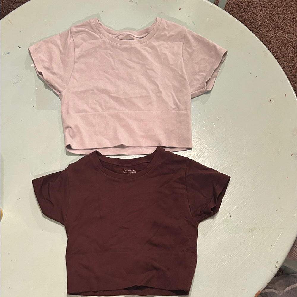 Aerie Pink and Brown Crop Tops